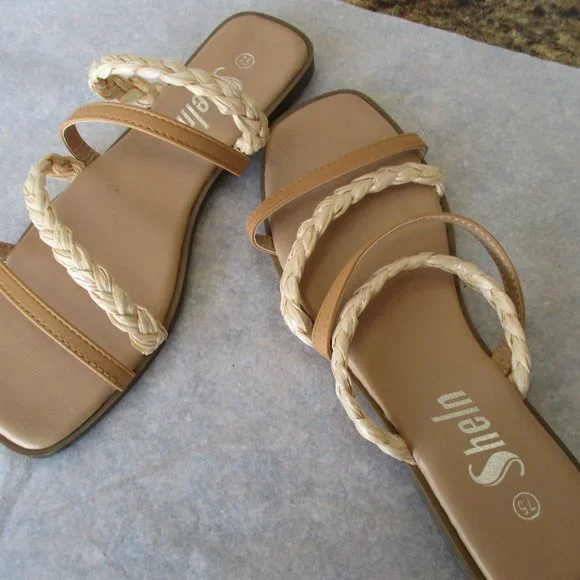 New Shein Women's Sandals Size 7.5 Beige Color Sandals - Picture 6 of 8